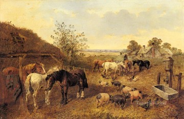 Caballo Painting - Un caballo Farmstead John Frederick Herring Jr.